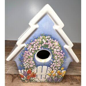 Vintage Teleflora Garden Bird House Ceramic w/ Removable Top